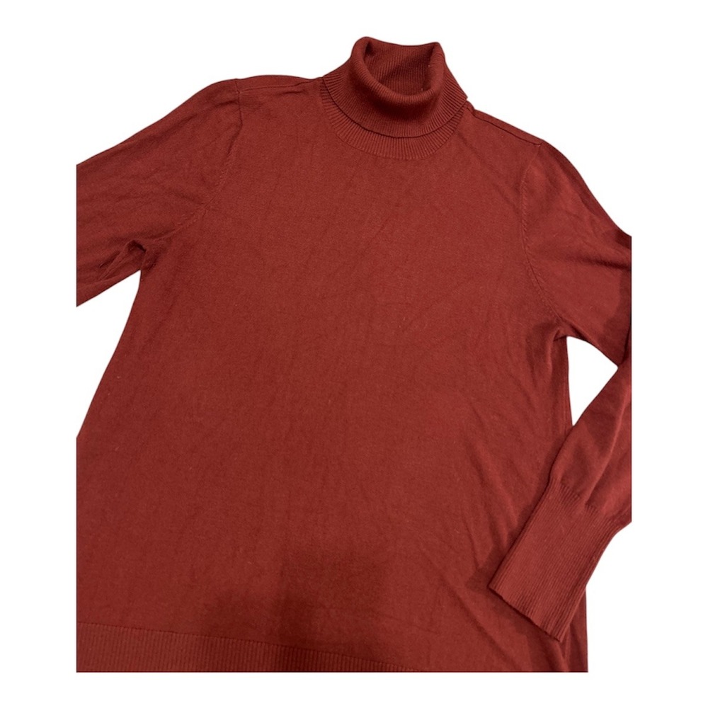 Soft Surroundings Large Red Maroon holiday turtleneck tunic sweater longline top